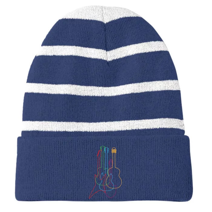 Colored Guitars Electric Acoustic Classical Gift Striped Beanie with Solid Band