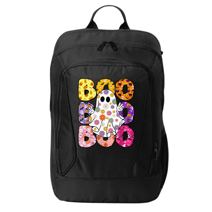 Cute Ghost Floral Boo Halloween Boy Girl Ghost Spooky Season City Backpack