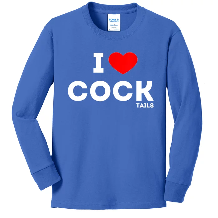 Cute Gift Funny I Love Cocktails Ing Pun Gift Kids Long Sleeve Shirt