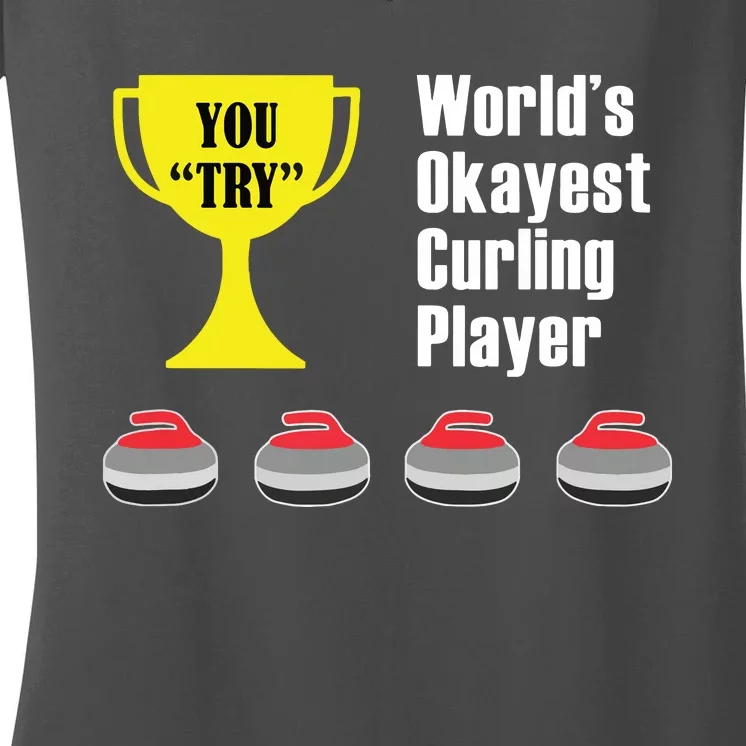 Curling Gift Funny Okayest Player Women's V-Neck T-Shirt