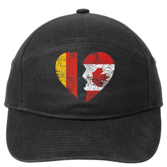 Canadian German Flag Heart Germany Canada Flag Roots 7-Panel Snapback Hat