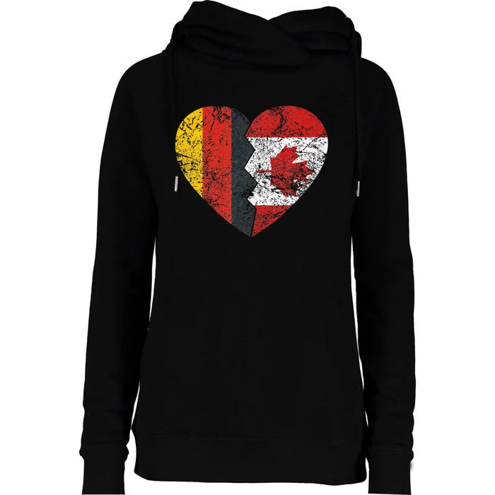 Canadian German Flag Heart Germany Canada Flag Roots Womens Funnel Neck Pullover Hood