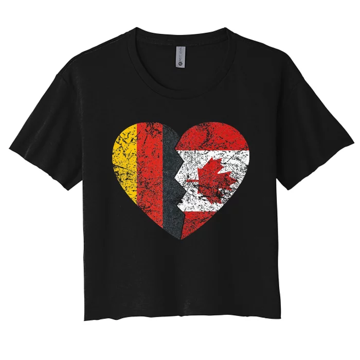 Canadian German Flag Heart Germany Canada Flag Roots Women's Crop Top Tee