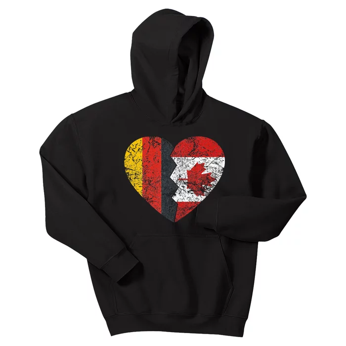 Canadian German Flag Heart Germany Canada Flag Roots Kids Hoodie