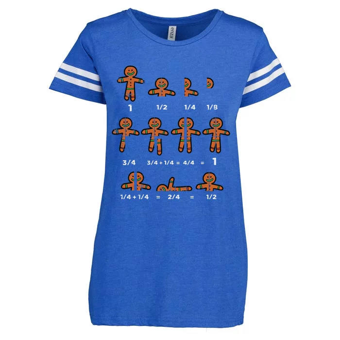 Christmas Gingerbread Fraction Cute Xmas Cookie Math Teacher Enza Ladies Jersey Football T-Shirt