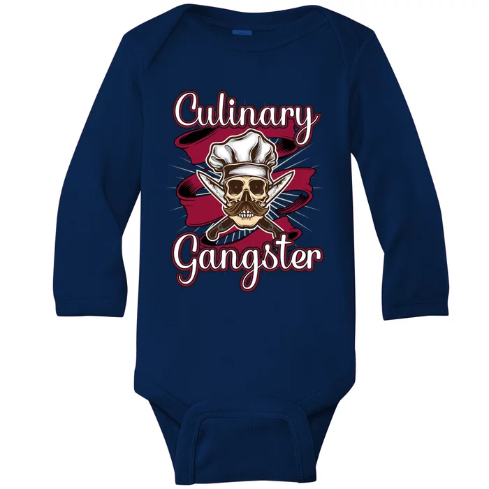 Culinary Gangster Funny Restaurant Cook Chef Cute Gift Baby Long Sleeve Bodysuit