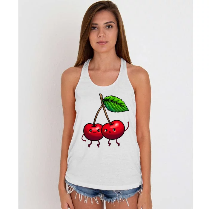 Cherry Graphic For Women Cherry Print Cherry Lover Women's Knotted Racerback Tank