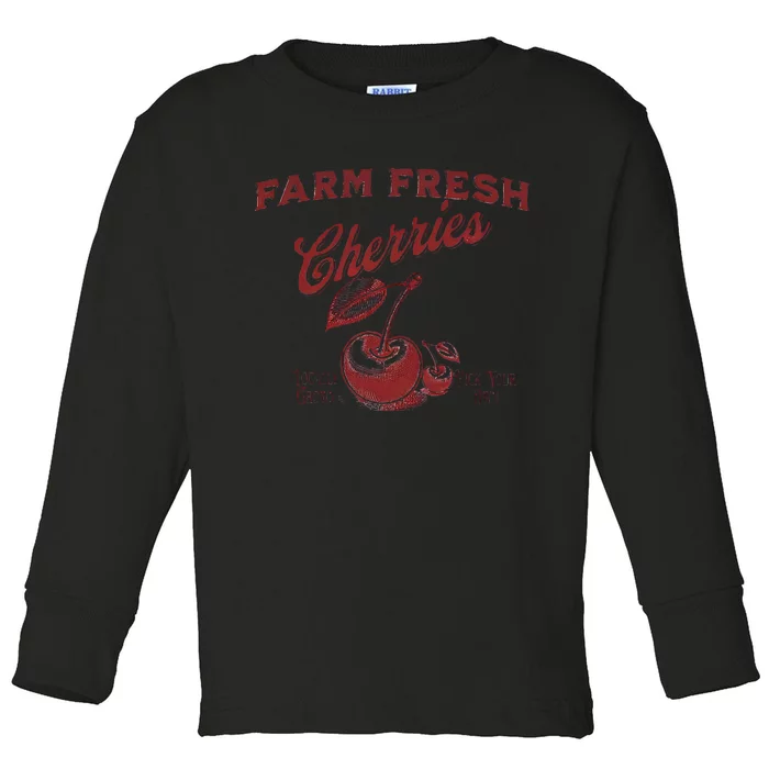 Cherry Graphic FarmerS Market Toddler Long Sleeve Shirt