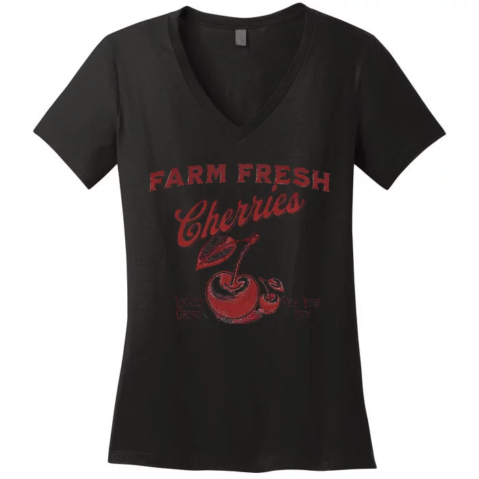 Cherry Graphic FarmerS Market Women's V-Neck T-Shirt