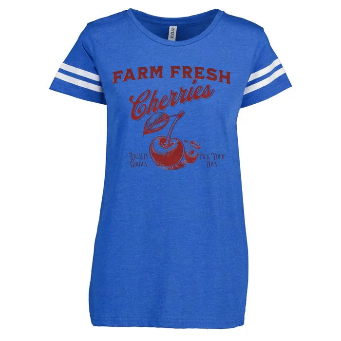 Cherry Graphic FarmerS Market Enza Ladies Jersey Football T-Shirt