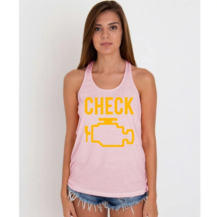 Car Guy Funny Gift Motor True Engine Light Engine Warning Mechanic Gift Women's Knotted Racerback Tank