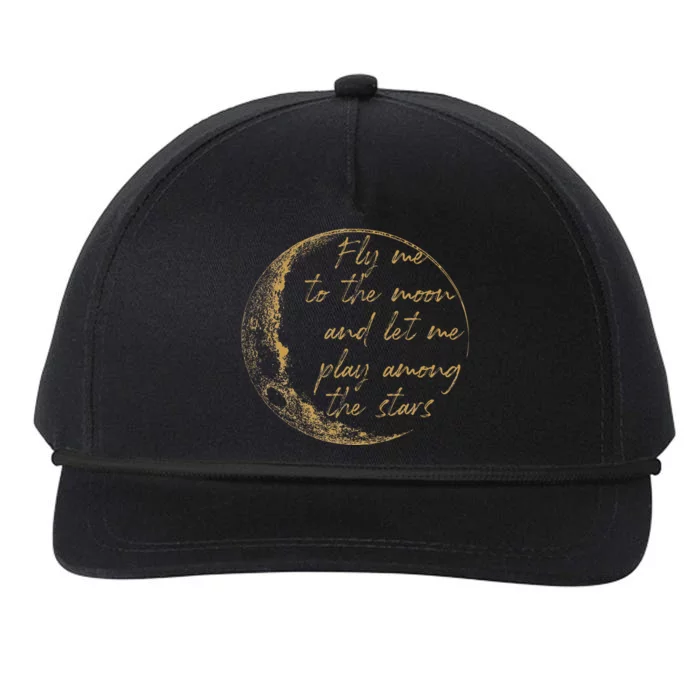 CelestialD Gold Fly Me To The Moon Snapback Five-Panel Rope Hat