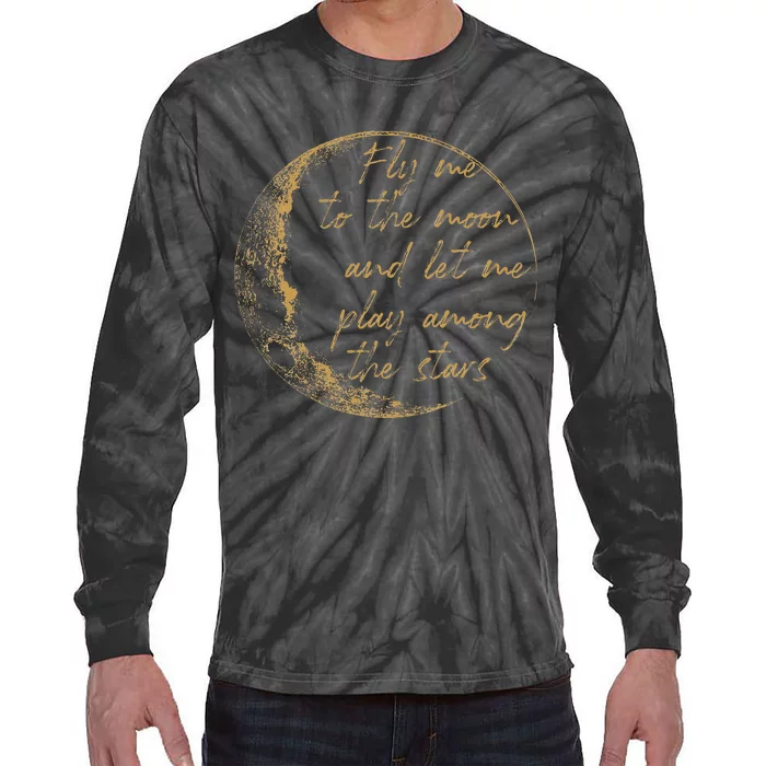 CelestialD Gold Fly Me To The Moon Tie-Dye Long Sleeve Shirt