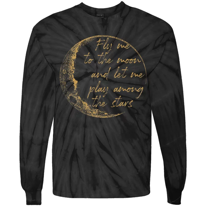 CelestialD Gold Fly Me To The Moon Tie-Dye Long Sleeve Shirt