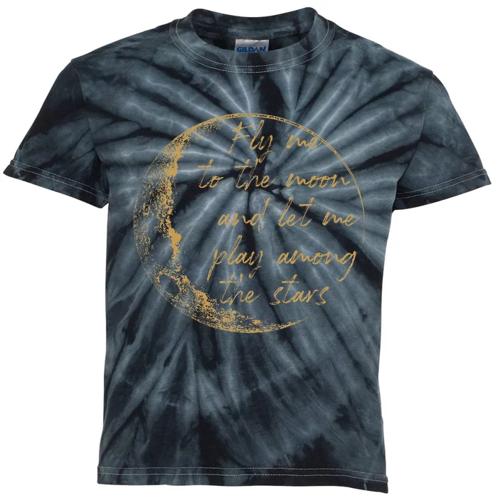 CelestialD Gold Fly Me To The Moon Kids Tie-Dye T-Shirt