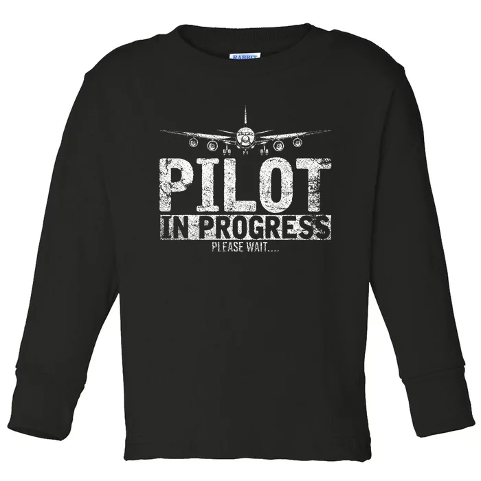 Copilot Gift Flight Pilot In Progress Future Pilot Toddler Long Sleeve Shirt