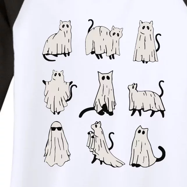 Cute Ghost Funny Halloween Cat Outfit Costumes Gift Women's Tri-Blend 3/4-Sleeve Raglan Shirt