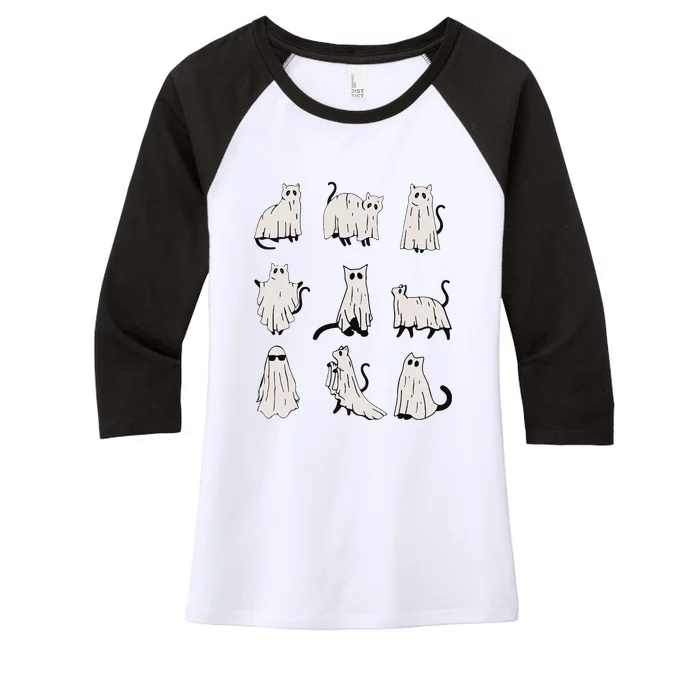 Cute Ghost Funny Halloween Cat Outfit Costumes Gift Women's Tri-Blend 3/4-Sleeve Raglan Shirt