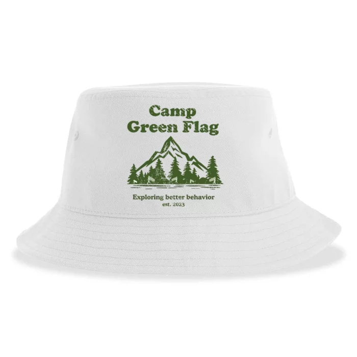 Camp Green Flag Exploring Better Behavior Est 2023 Sustainable Bucket Hat