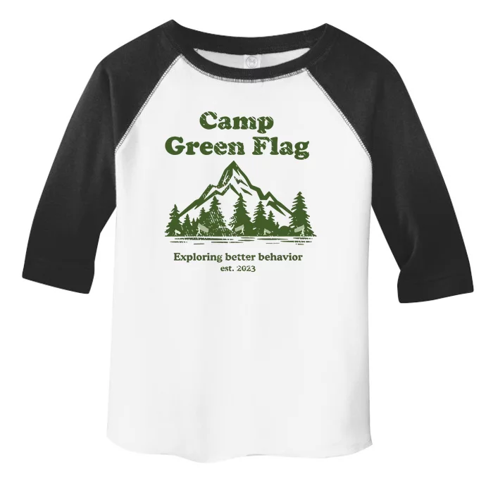 Camp Green Flag Exploring Better Behavior Est 2023 Toddler Fine Jersey T-Shirt