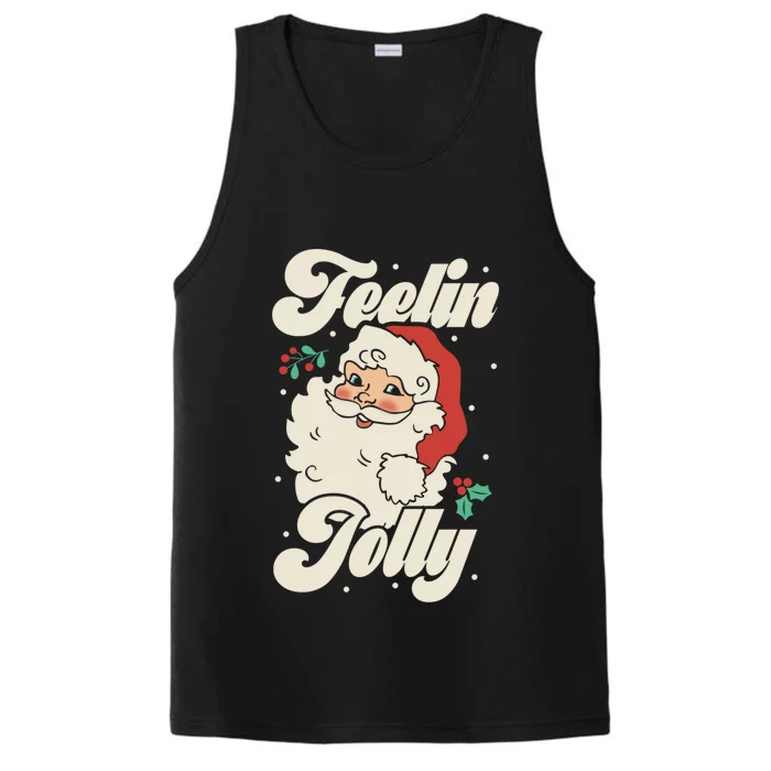 Christmas Gift Feeling Jolly Retro Vintage Santa Gift Performance Tank