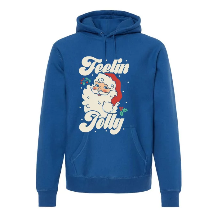 Christmas Gift Feeling Jolly Retro Vintage Santa Gift Premium Hoodie