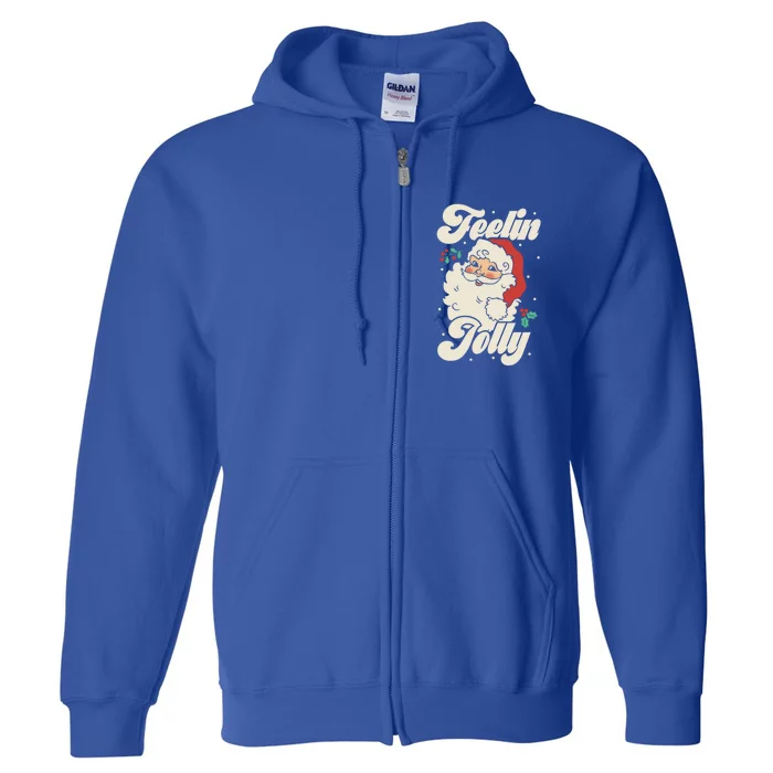 Christmas Gift Feeling Jolly Retro Vintage Santa Gift Full Zip Hoodie