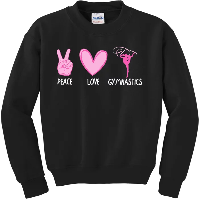 Cool Gymnastics For Gymnast Sports Peace Love Kids Sweatshirt