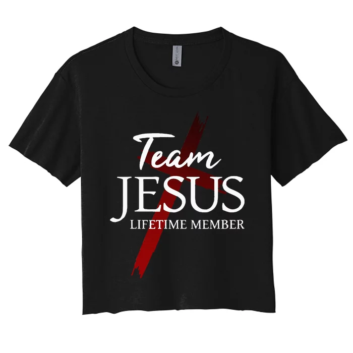 Christian God Faith Lifetime Member Team Jesus Women's Crop Top Tee