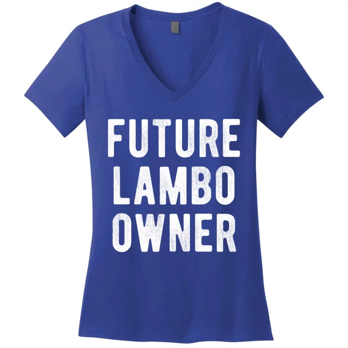 Cryptocurrency Gift Future Lambo Owner Funny Bitcoin Meaningful Gift Women's V-Neck T-Shirt