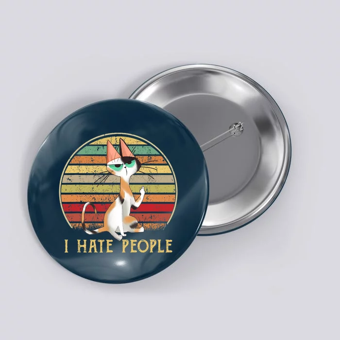 Cat Gifts For Cat Lovers Funny Mid Finger Cat I Hate People Button