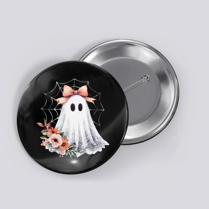 Cute Ghost Floral Coquette Halloween Lace Ghost Women Button