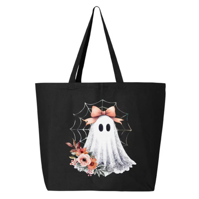 Cute Ghost Floral Coquette Halloween Lace Ghost Women 25L Jumbo Tote