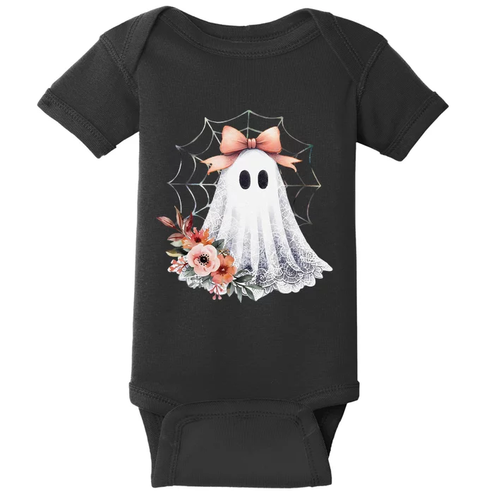 Cute Ghost Floral Coquette Halloween Lace Ghost Women Baby Bodysuit