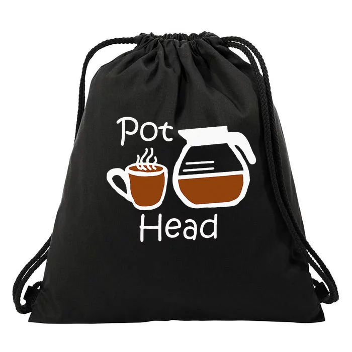 Coffee Gift Funny Coffee Pot Head Coffee Lovers Drawstring Bag