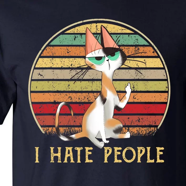 Cat Gifts For Cat Lovers Funny Mid Finger Cat I Hate People Tall T-Shirt