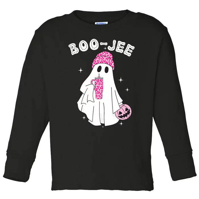 Cute Ghost Funny Halloween Boujee Boo Jee Toddler Long Sleeve Shirt