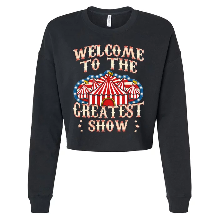 Circus Gifts For Party Ringmaster Carnival Strongman Tamer Cropped Pullover Crew