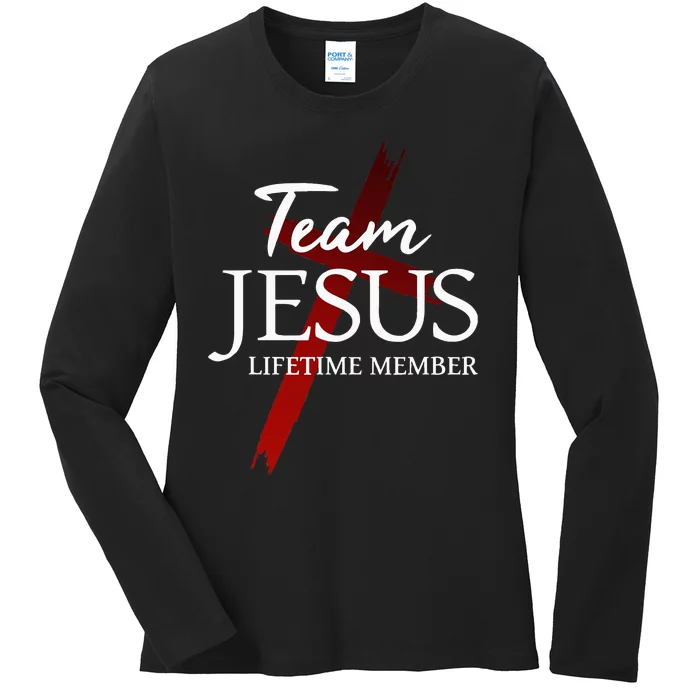 Christian God Faith Lifetime Member Team Jesus Ladies Long Sleeve Shirt