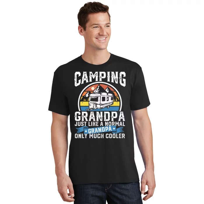 Camping Grandpa Funny Camper RV Retro Papa Outdoors Gift T-Shirt