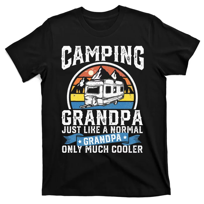 Camping Grandpa Funny Camper RV Retro Papa Outdoors Gift T-Shirt