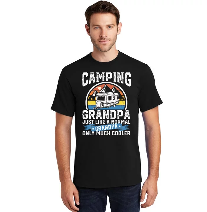 Camping Grandpa Funny Camper RV Retro Papa Outdoors Gift Tall T-Shirt