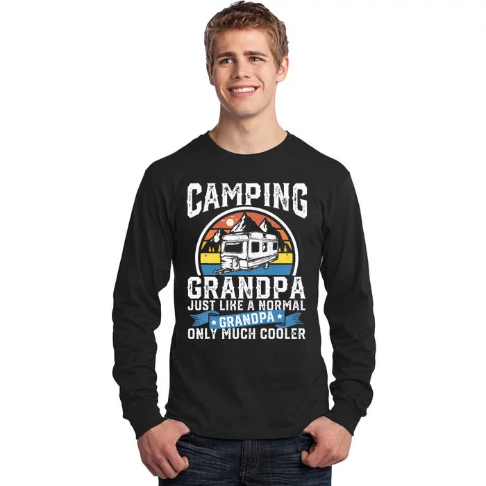 Camping Grandpa Funny Camper RV Retro Papa Outdoors Gift Tall Long Sleeve T-Shirt