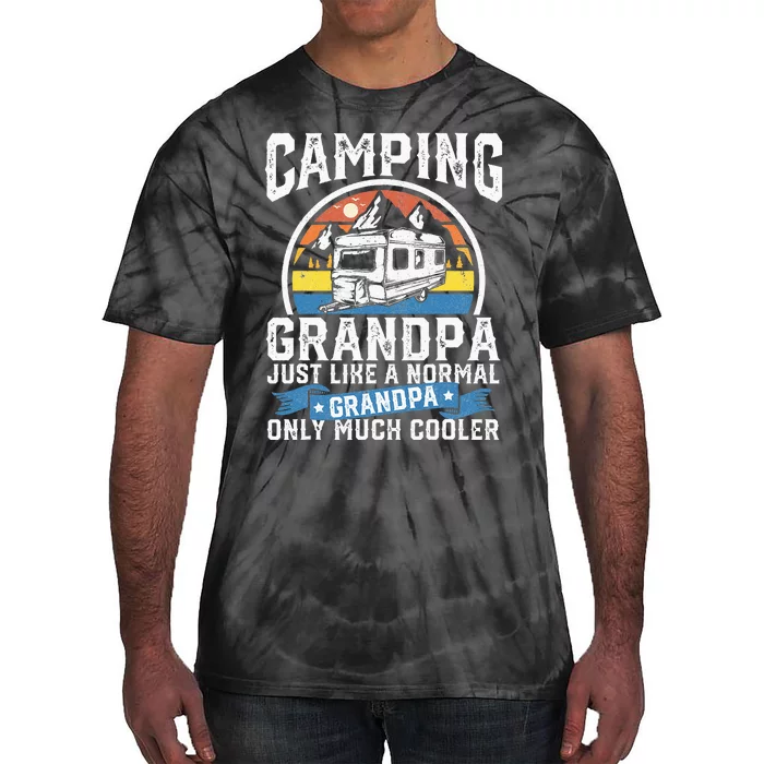 Camping Grandpa Funny Camper RV Retro Papa Outdoors Gift Tie-Dye T-Shirt