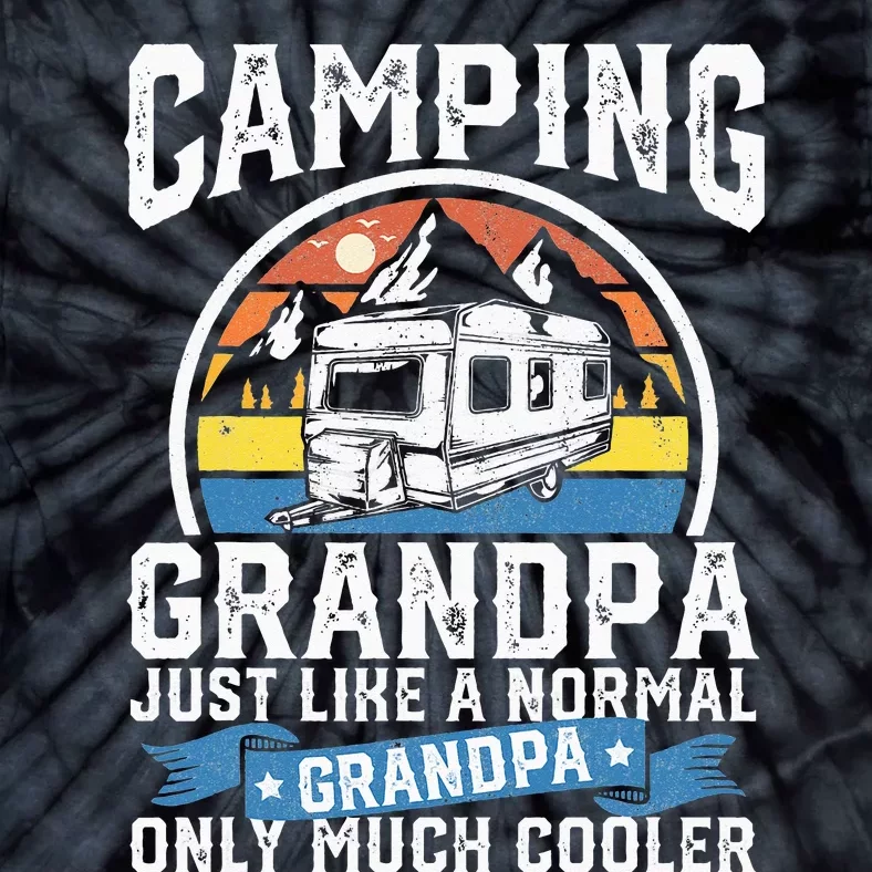 Camping Grandpa Funny Camper RV Retro Papa Outdoors Gift Tie-Dye T-Shirt