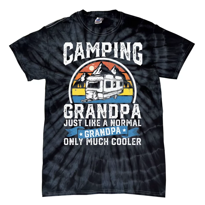 Camping Grandpa Funny Camper RV Retro Papa Outdoors Gift Tie-Dye T-Shirt