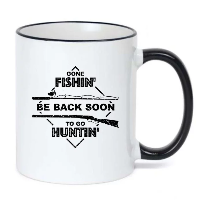 Cool Gone Fishin' Go Huntin' Funny Fisher Hunter Gift Black Color Changing Mug