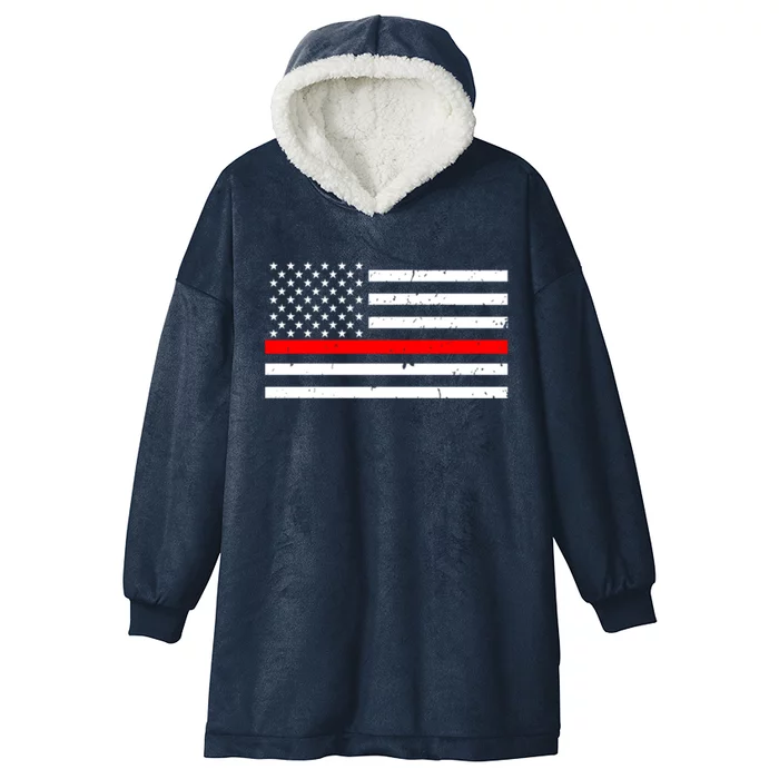 Cool Gift Firefighter Thin Red Line Flag Gift Hooded Wearable Blanket