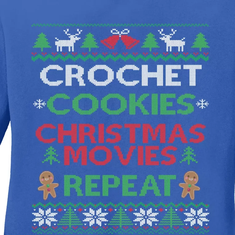 Crochet Gift Funny Crocheting Lover Ugly Christmas Pajama Cute Gift Ladies Long Sleeve Shirt