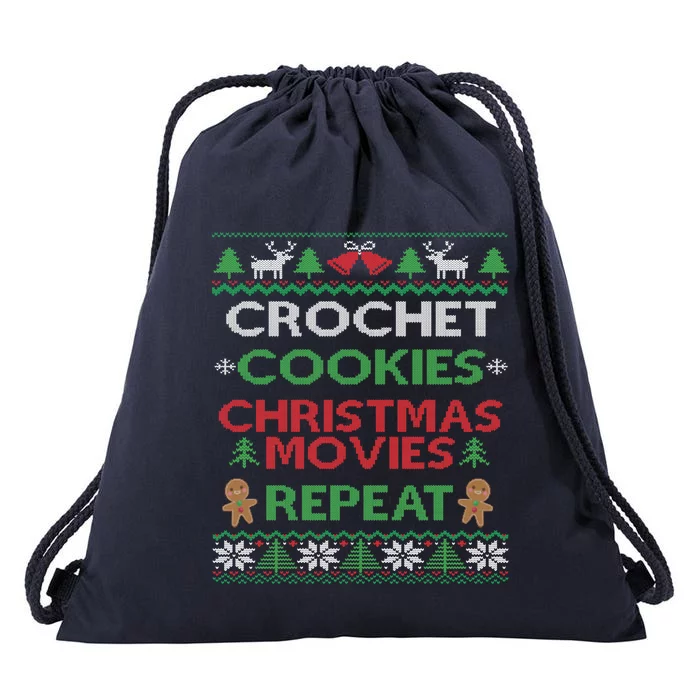 Crochet Gift Funny Crocheting Lover Ugly Christmas Pajama Cute Gift Drawstring Bag